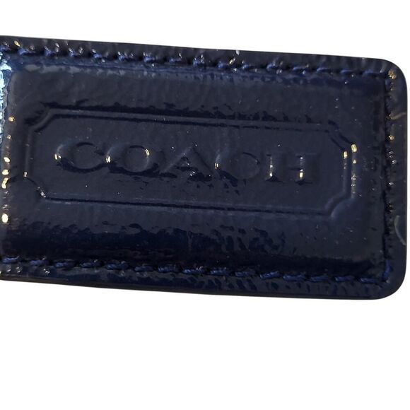 Coach Peyton Patent Leather Shoulder Tote Navy Embossed C Logo No. G1281-F19198 - Picture 5 of 15